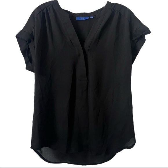 Apt. 9 Tops - Apt. 9 Women’s Black Blouse with Cuffed Sleeves and Mandarin Collar
